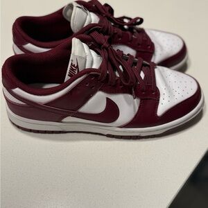 Nike Burgundy and White Womens Athletic Shoes